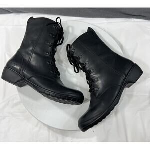 BOGS Carrie Lace Mid Boots Waterproof Black Leather Lace Up Women’s Size 8.5